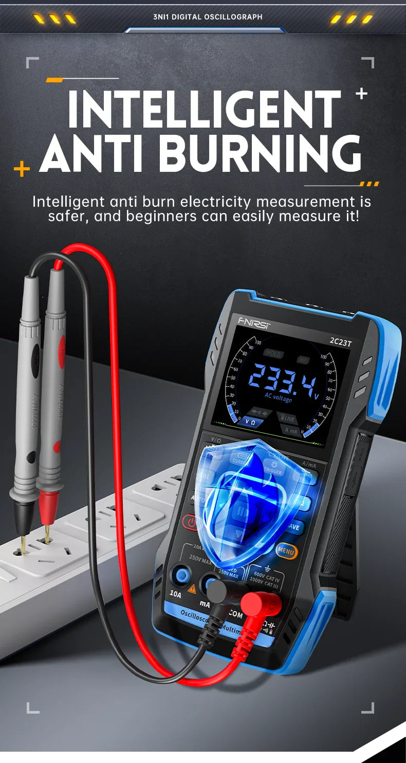 2C23T 3IN1 Dual Channel Digital Oscilloscope Multimeter + Function Signal Generator