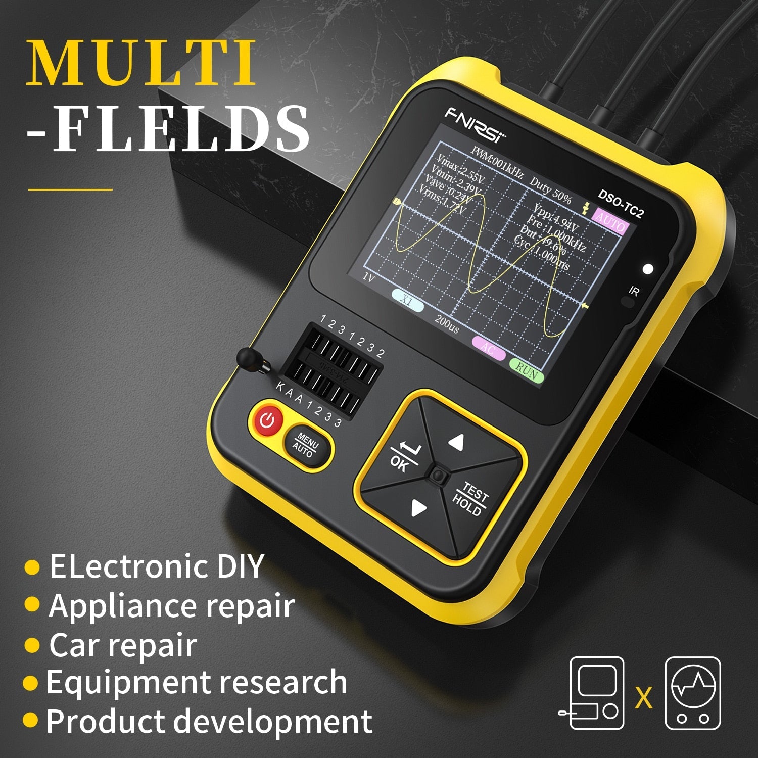 2-in-1 Multi-function Portable Digital Oscilloscope Transistor Tester  Multimeter Diode Voltage LCR Detect