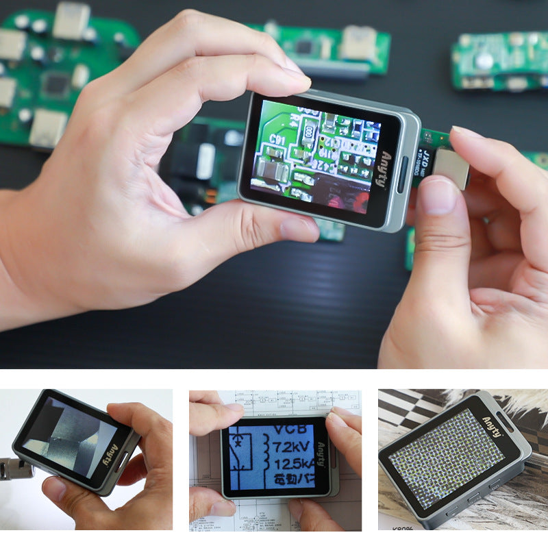 Anyty Mini Pocket Electronic Microscope Purple White Double Light