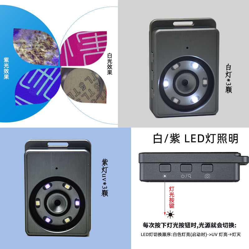 Anyty Mini Pocket Electronic Microscope Purple White Double Light