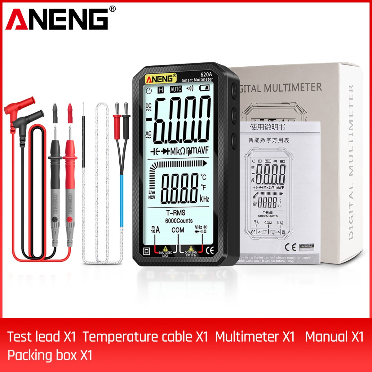 ANENG 620A Digital Smart Multimeter 6000 Counts True RMS Auto