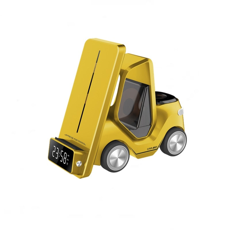 Alarm Clock Wireless Charger Station For Apple Watch Airpods Pro Car/Truck Design Night Light Charging Station For Iphone 11 12 13 14