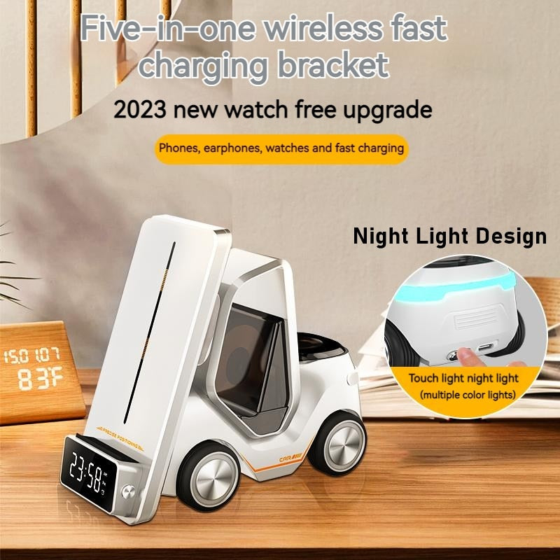 Alarm Clock Wireless Charger Station For Apple Watch Airpods Pro Car/Truck Design Night Light Charging Station For Iphone 11 12 13 14